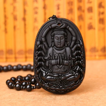35 Stilarter Naturlig Sort Obsidian Dragen Dråbe Halskæde Amulet Heldig Reiki Maitreya Lovende Halskæde Smykker Kvinder Mænd