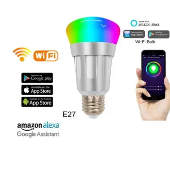 Led Lampe Smart Light WiFi Alexa/Google Startside energibesparende Lysdæmper Multi-farve Smart Pære E26 E27 E14 B22 Med Google Startside