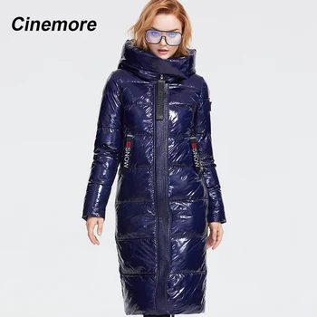 CINEMORE 2020 Vinter nye kollektion ned jakke kvinder mørk farve, tykt bomuld overtøj af høj kvalitet, lang varm vinterfrakke A005