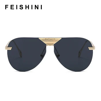 FEISHINI 2020 Mærke Metal Uindfattede Solbriller til Mænd Spejl Mode Trendy Pilot Dame solbriller med UV-Beskytter Gradient Oculos