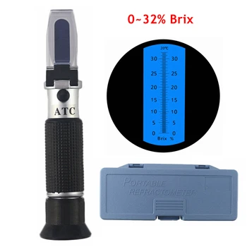 Bærbare Sukker Brix håndholdt Refraktometer Optisk Mælk Refratometro 0-32% Brix Juice Tester Bygge i ATC