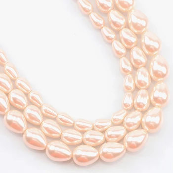 Dråbe vand Lys Pink Shell Pearl Perler Naturlige Løs Spacer Perler Til Smykker at Gøre Diy Kvinde Armbånd 15