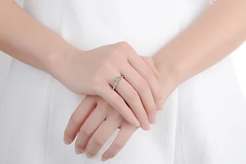 Yanleyu Ægte 925 Sterling Sølv 1 Carat CZ Diamant Engagement Bryllup Bands Ringe til Kvinder Stempel S925 Fine Smykker PR147