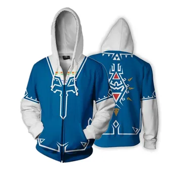 The Legend of Zelda Cosplay Kostume Hoodie Sweatshirt Toppe Casual Cool Coat Jakke Mode Sweat Shirt med Lynlås, Hætte Trøjer