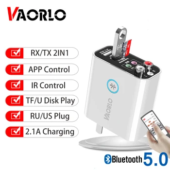 VAORLO EU-OS Trådløse Adapter Bluetooth-5.0-Modtageren Sender TF/U Disk Spille QC2.0 Ansvaret For Hovedtelefon IR-TV APP Control