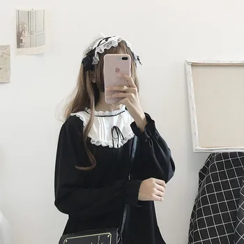 Vintage Gothic Lolita Kjoler Black Japansk Harajuku Slanke Stil Kjole