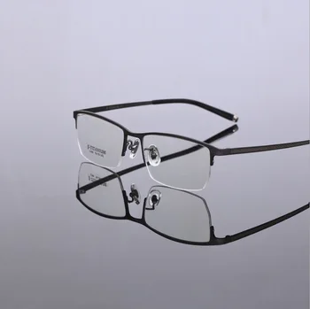 Bredde-142 Business ren titanium plade Galvanisering halvdelen Rim mænd briller ramme grad recept nærsynethed briller til mænd