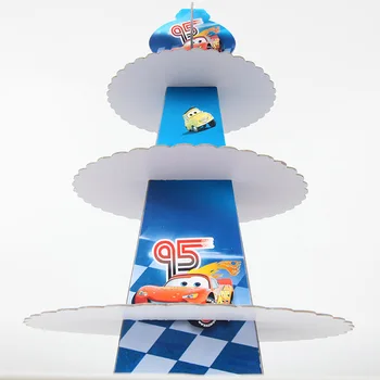 Biler Tema 3 Lags Pap Cupcake Stativ Hold Papir Kage Rack Baby-Års Fødselsdag Part Dekorationer Forsyninger