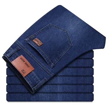 2020 Nye Brand-Mænd Mode-Jeans Straight Business Casual Strække Slim Jeans, Klassiske Bukser Denim Bukser Mandlige Sort Blå