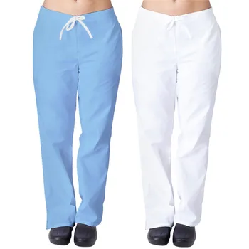 Mænd Kvinder Solid Farve Sygepleje Flare Ben Bukser Naturlige Uniform Reb Uafgjort Pants Med En Lomme Bukser Kvinder, Høj Talje Stor Størrelse Hot