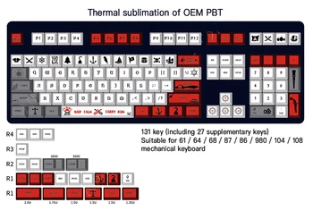131-tasten Pirat Tema Dye-subbed PBT-Tasterne OEM-Profil for Cherry MX-Switche til 61 64 87 96 980 104 108 mekanisk tastatur