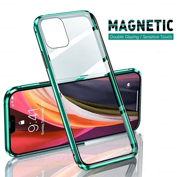 360° Magnetisk Flip Case til Apple iPhone-12 Pro MAX antal iphone12 12pro 12max Dobbelt-sidet Glas Telefonen Tilfælde Dække ifone i12 12promax