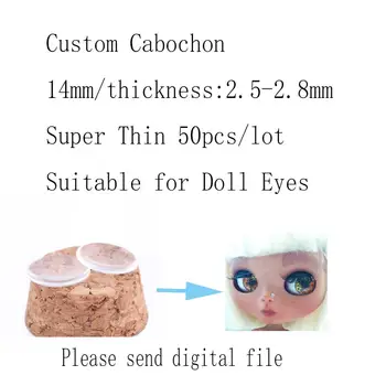 Onwear 50stk Brugerdefinerede Doll Eye Foto Glas Facetslebet 14mm super tynd diy resultater (angiv digital fil)