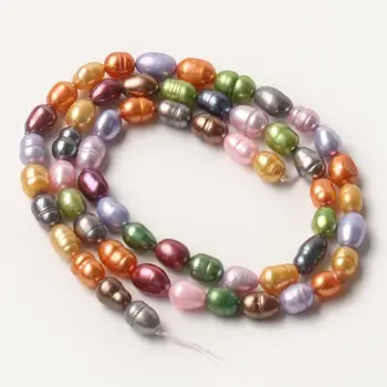 5-6mm Naturlige Ferskvands Perler i Barok Farverige Ris Form Punch Løse Perler til gør det selv-Elegant Halskæde Armbånd Smykker at Gøre