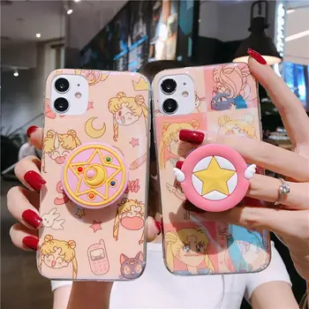 Japansk Animationsfilm Sailor Moon Luna Kat greb holder star Pink phone case for iPhone-11 Pro X XR XS MAX 6 6S 7 8 Plus Soft Back Cover