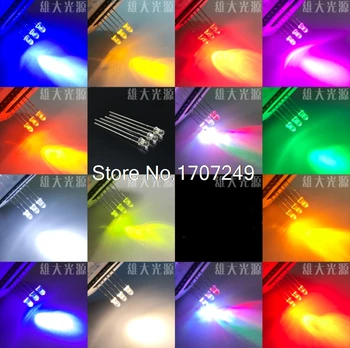 1000Pcs 3mm led-Hvid/Varm Hvid/Gul/Orange/Blå/Grøn/Gul grøn/Rød/Pink/lilla/ 3MM Hvid Farve LED emitting diode