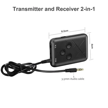 Trådløs Bluetooth-4.2 Sender 3,5 mm Audio-Modtager 2-i-1 Audio Bil TV Højttaler Musik Adapter