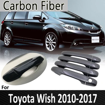 Sort Carbon Fiber til Toyota Ønsker AE20 20 2010 2011 2012 2016 2017 dørhåndtag Cover Sticker Bil Tilbehør