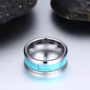 8mm SUNNERLEES Mode Smykker Rustfrit Stål Ringe Real Tungsten Ring Kvinder Mænd TCR-023