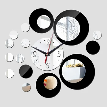 Nye vægur moderne design 3d ure quartz ur plastik Stue spejl Wall Sticker relogio de parede home decor