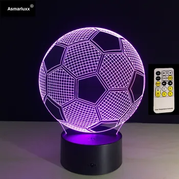 3D-Illusion Fodbold Fjernbetjeningen Eller Tryk på Kontrol-LED-Fjernsyn Tabel Nat Lys 7 Farve Touch Lampe børn familieferie Julegave
