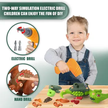 Tage ud Dinosaur Legetøj til Drenge Bygning Toy Sæt med en Elektrisk Boremaskine Byggeri Play Kit Julegave Til Børn