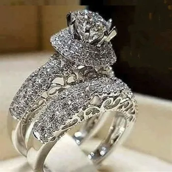 CC Ringe Til Kvinder Luksus Smykker Cubic Zirconia Runde Par Sæt Ring Bridal Wedding, Engagement Bijoux Drop Shipping CC2295