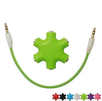 Farverige 6 Port 1 til 5 Hovedtelefoner Audio Splitter Hovedtelefon Adapter 1 Mand 2 3 4 5 Kvindelige Mixer Musik Med Audio Kabel 100pcs/masse