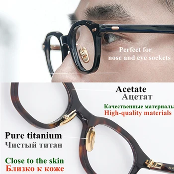 Briller 2020 blå lys Acetat Fritid Briller Ramme Mænd Vintage Runde recept briller Nærsynethed optisk brillestel