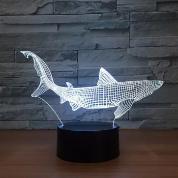 Ny Haj 3D LED-Fiskeri Værktøjer Inden for Fisk bordlampe Home Decor Part 7 Farver Skiftende Nat Lys Sengen Sove Indretning Lys