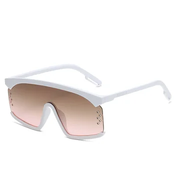Uindfattede Overdimensionerede Solbriller Kvinder 2020 Mode Brand Designer Store Billede skjold Firkantede briller UV400 Nuancer Til mænd Et Stykke