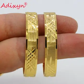 Adixyn Dekorativt Mønster Baby Armbånd Guld Farve, 7.5$/2pcs Dubai Armringe Til Baby/Børn Trendy Afrikanske Arabiske Smykker N080810