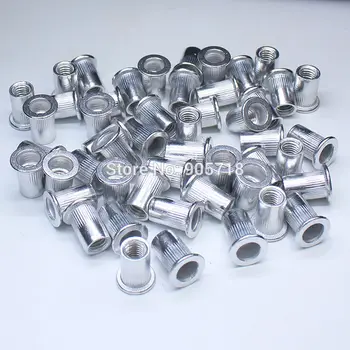 Aluminium med Fladt Hoved Nitte Nødder, Multi Størrelse Nitte Nødder, Samhusning M3-20pcs + M4-50stk + M5-50stk + M6-50stk+M8-20PCS