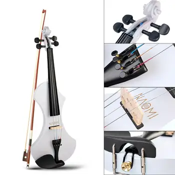 NAOMI 4/4 Electric Violin Violin 9V Handcarved Solidwood Violino 4/4 Musikalske Instrumenter Med Bue Kabel For Begyndere