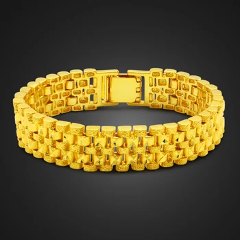 Luksus Guld farve Smykker 925 sterling sølv Mænds Armbånd Bremse Cubanske Kæde 16MM24cm Dame Armbånd Armbånd