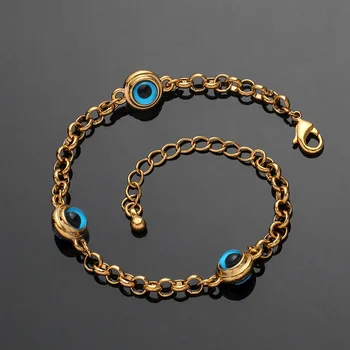 Luksus Onde Øje Crystal Allah Kvinders Armbånd med Charms Muslimske tyrkiske Blue Eye Armbånd i Forgyldt Aldrig Falmet Smykker