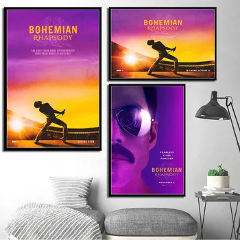 Bohemian Rhapsody Musikalske Film Freddie Mercury Queen Art Silk Lærred, Plakat Væggen Hjem Indretning Og Kunst