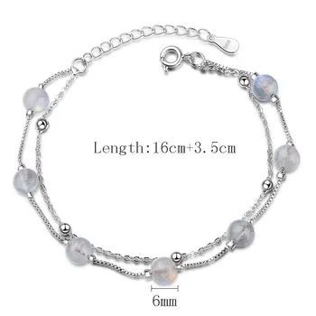 Anenjery Multi Layer Naturlige Månesten Perler Armbånd Til Kvinder Enkel Elegant Sølv Farve Smykker pulseira S-B183