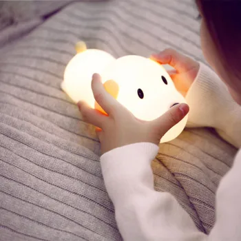 Dæmpbar LED Nat Lys Lampe Touch Silikone Hvalp Tegnefilm For børn børn Børn Gave Sengen Soveværelse, Stue Dekoration
