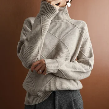 2020 Efteråret og Vinteren Ny dame Pullover Sweater Fortykket Varme Mode og Store Strikkede Uld Sweater med Høj Krave