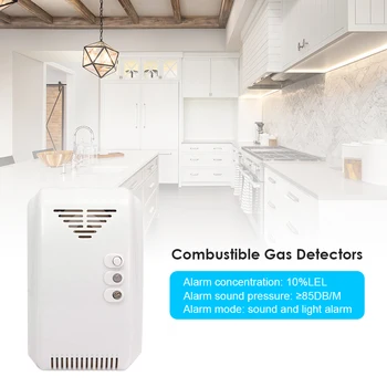 Lyd, Lys, Gas Detector Alarm Propan Butan LPG 12V Væggen Naturlige Røg Sensor for Husholdning, Køkken Beskyttelse