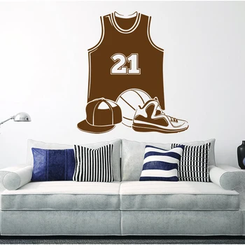Basketball wall stickers jersey basketball sko hat decals, basketball fans drenge værelse dekoration hjem mode C7007