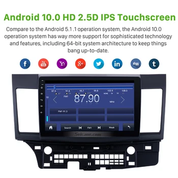 Seicane Android 10.0 DSP IPS 2DIN Bil Radio Hoved Enhed, GPS-Navigation Lyd Multimedie-Afspiller Til Mitsubishi Lancer-ex 2008-