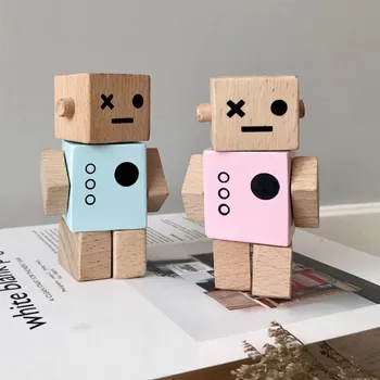 Træ-Robot Organer Fælles Justerbar Toy Kunsthåndværk Kids Room Dekoration Foto Rekvisitter