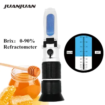 0-90% Brix Refraktometer Håndholdt Refraktometer Med ATC Sukker Koncentration Optiske Instrumenter til Frugt, Honning 30%Off