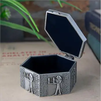 Polygon tin metal smykker kasse med Egyptiske mønster minde souvenir-gaveæske tilfælde indehaveren makeup organizer tin box Z160