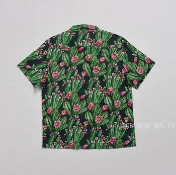 BOB DONG Kaktus Blomster Hawaii-Skjorter Mænds Bomuld Cool Ferie Tee Shirts Grøn