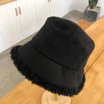 Fashion Vinter Bucket Hat til Kvinder, Piger Varm Caps Dome Bred Brime Panama Beige Fisker Hår Tilbehør шапка женская