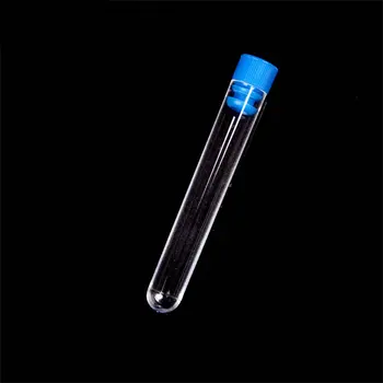 200pcs Længde 60/75/78/100/150mm Klar Plast reagensglas med plast blå/rød prop skubbe hætten for eksperimenter og tests