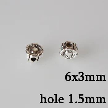 50stk/masse Vintage Metal Blomst Spacer Perler, 6mm Ornament Armbånd Halskæde Tibetansk Sølv Perler DIY Smykker at Gøre Montering